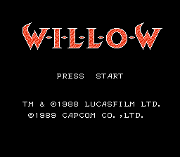 Willow title screen for Famicom